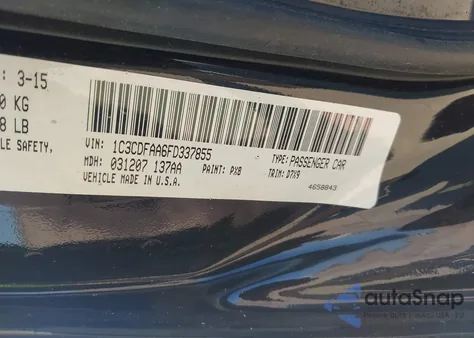 2015 Dodge Dart Se z USA, uszkodzony, nr VIN 1C3CDFAA6FD337855